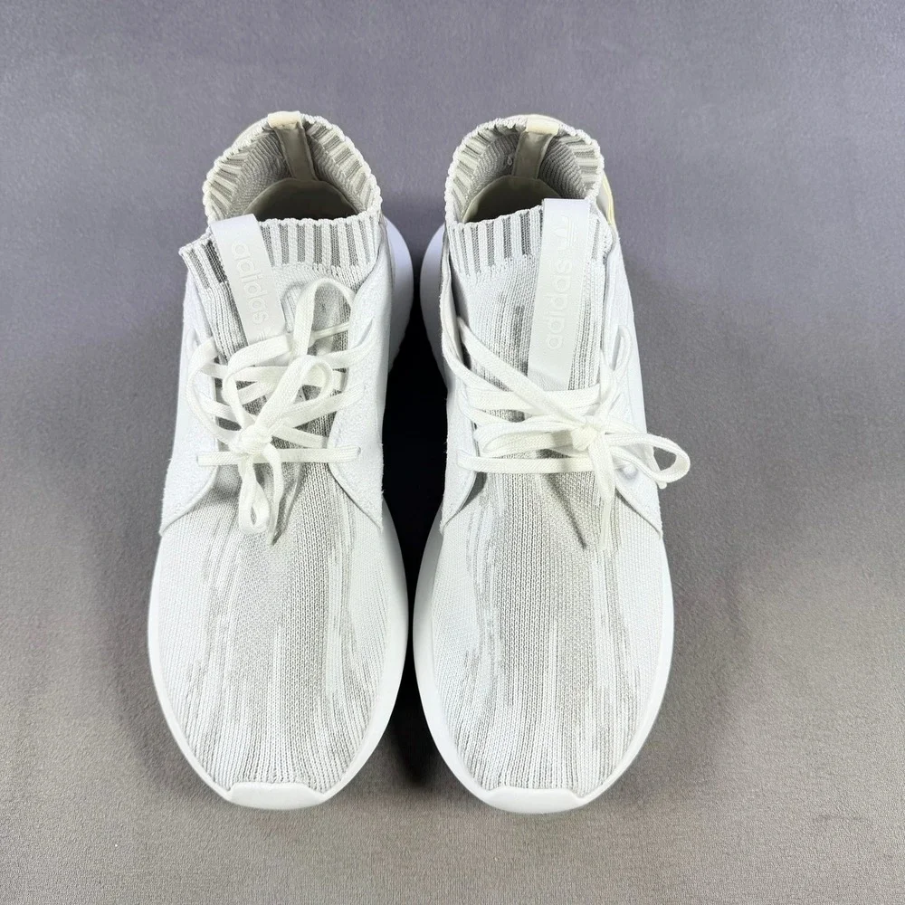 Adidas‎ Tubular Entrap Womens Size 6.5 White Grey Primeknit Running Shoes